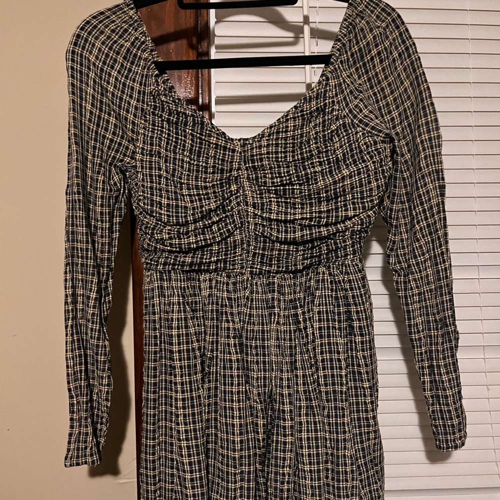American Eagle Navy and White Long Sleeve Dress